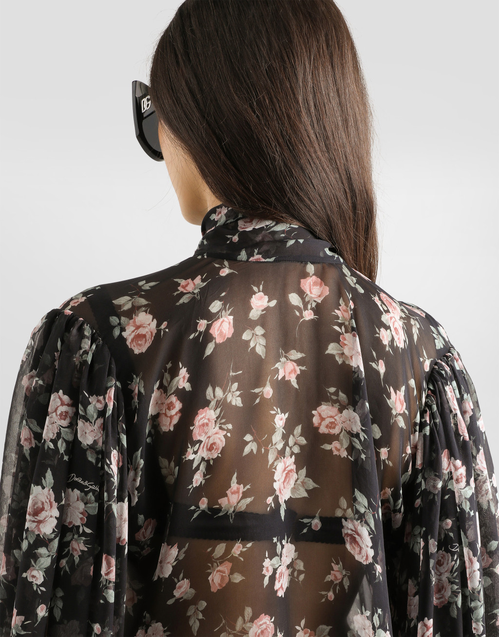 复古玫瑰印花雪纺上衣5