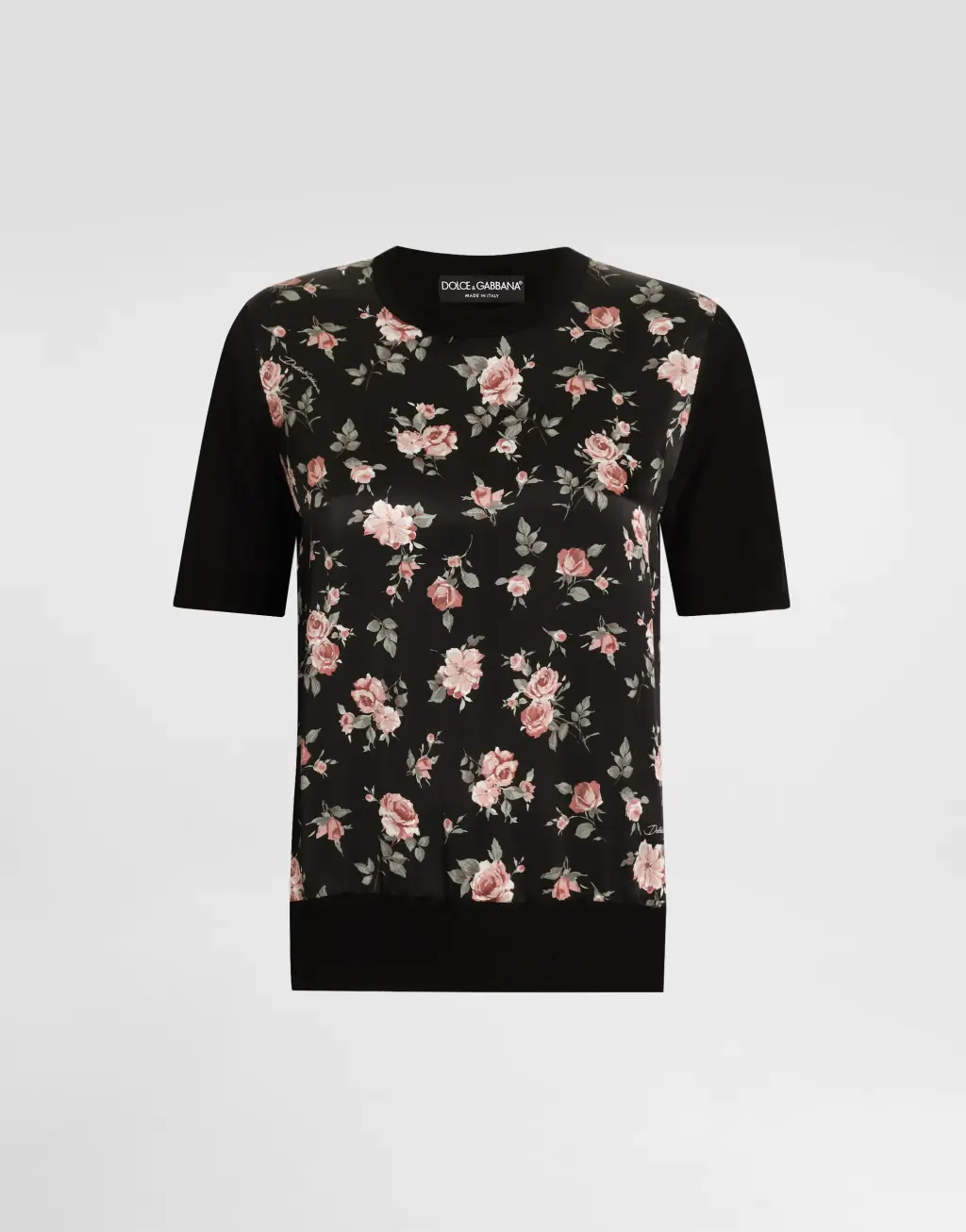 玫瑰印花真丝套衫