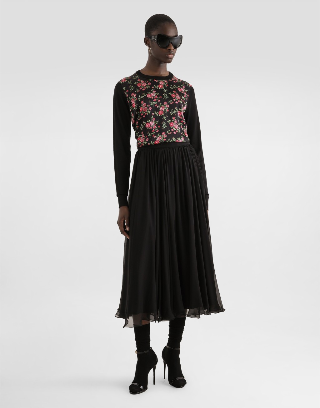 花卉印花真丝套衫：2