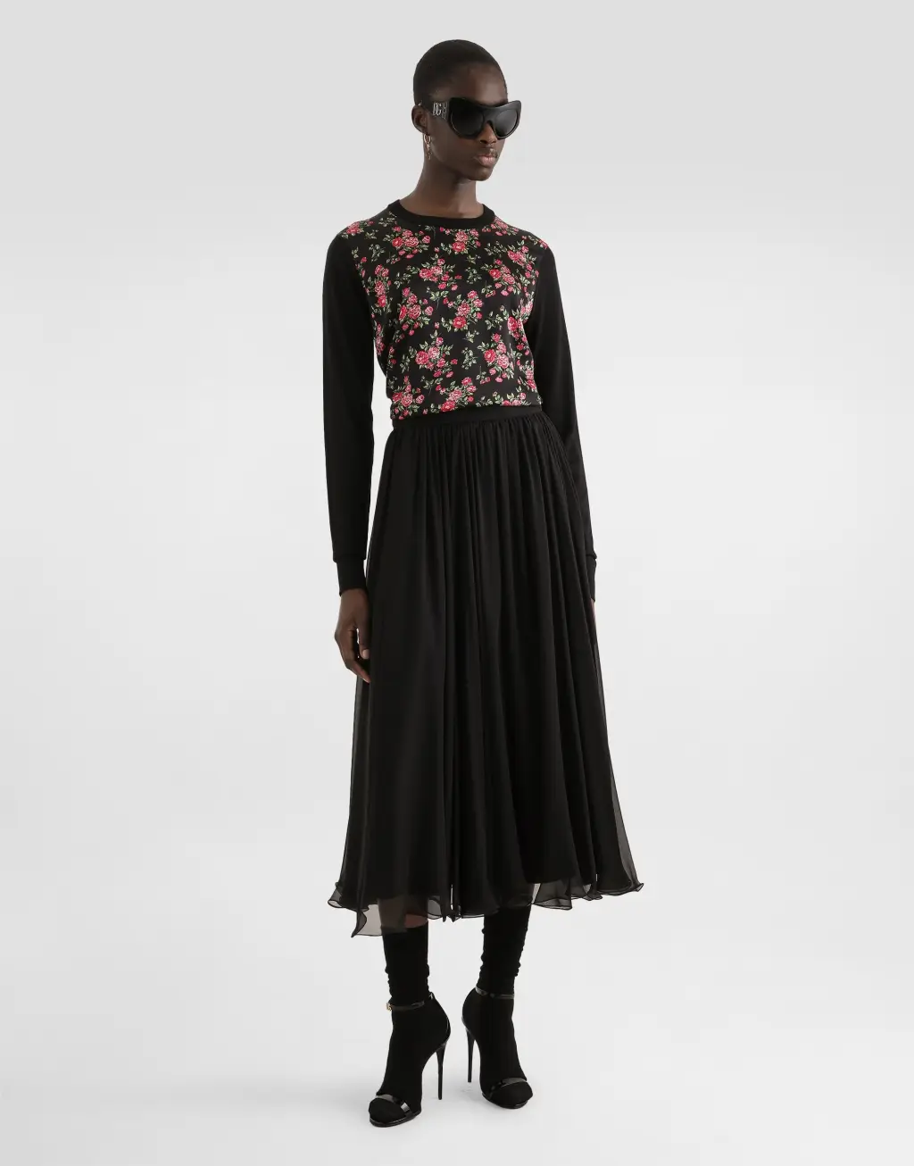 花卉印花真丝套衫：