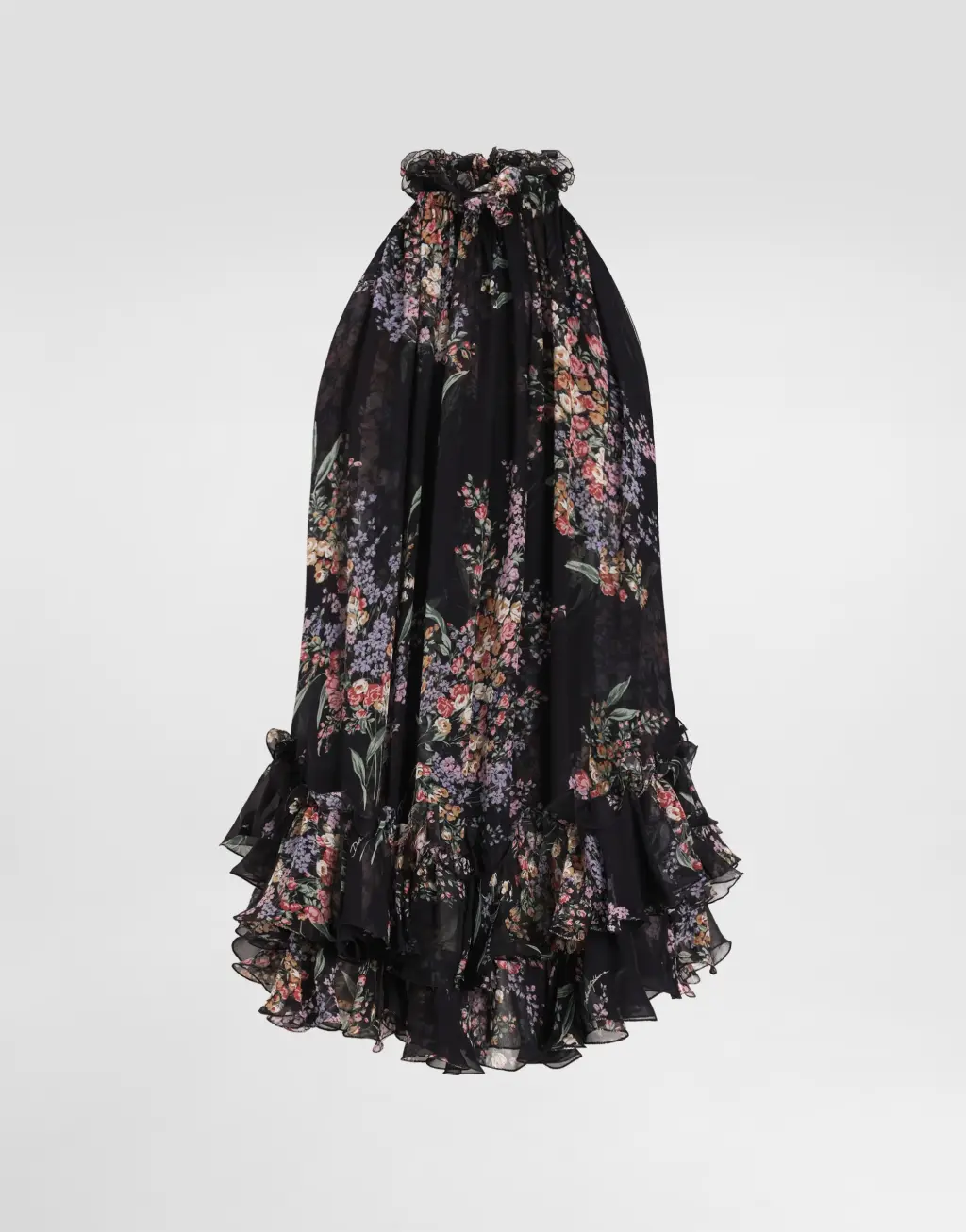 花束印花雪纺连衣裙