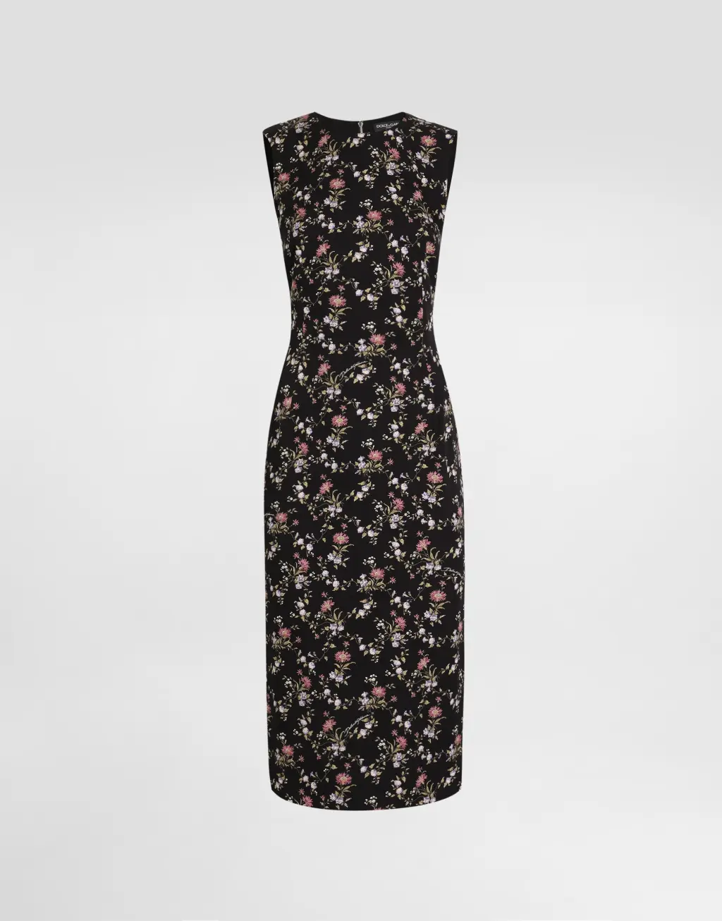 碎花印花素绉缎连衣裙