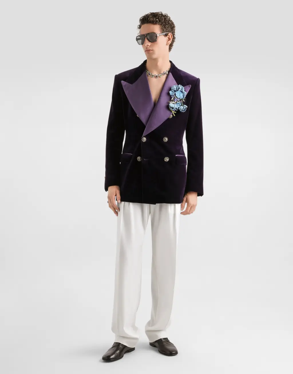 光面天鹅绒 Sicilia 双排扣夹克