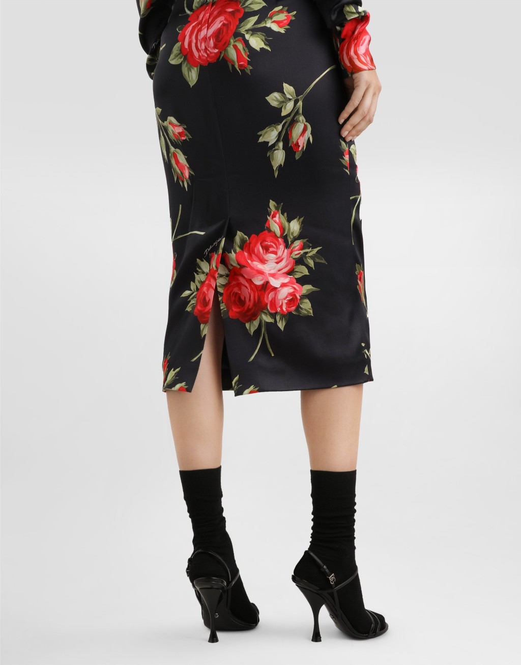 玫瑰印花直筒连衣裙5