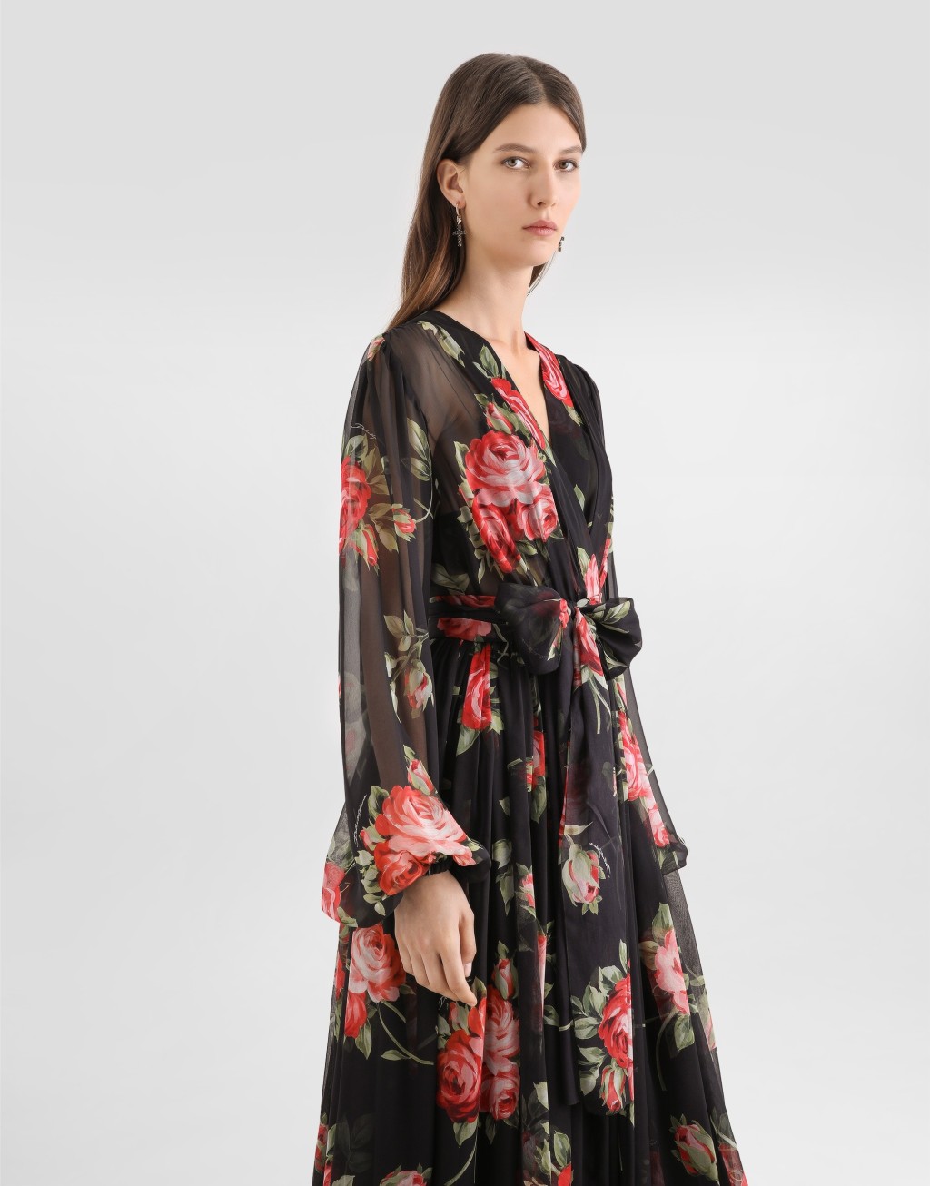玫瑰印花雪纺连衣裙4