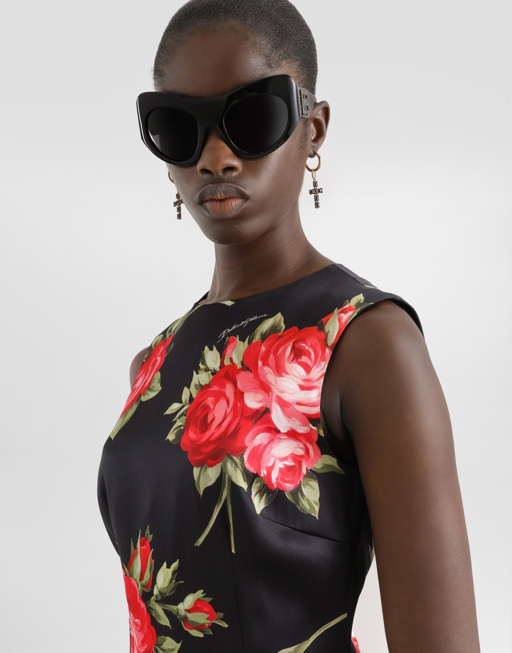 玫瑰印花缎布连衣裙4