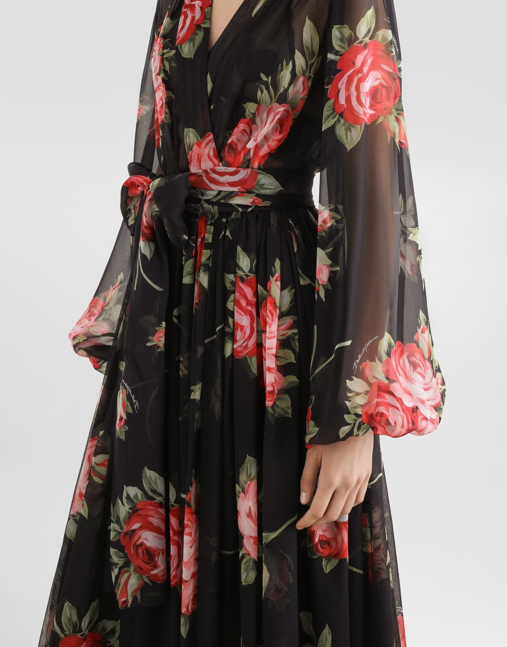 玫瑰印花雪纺连衣裙5