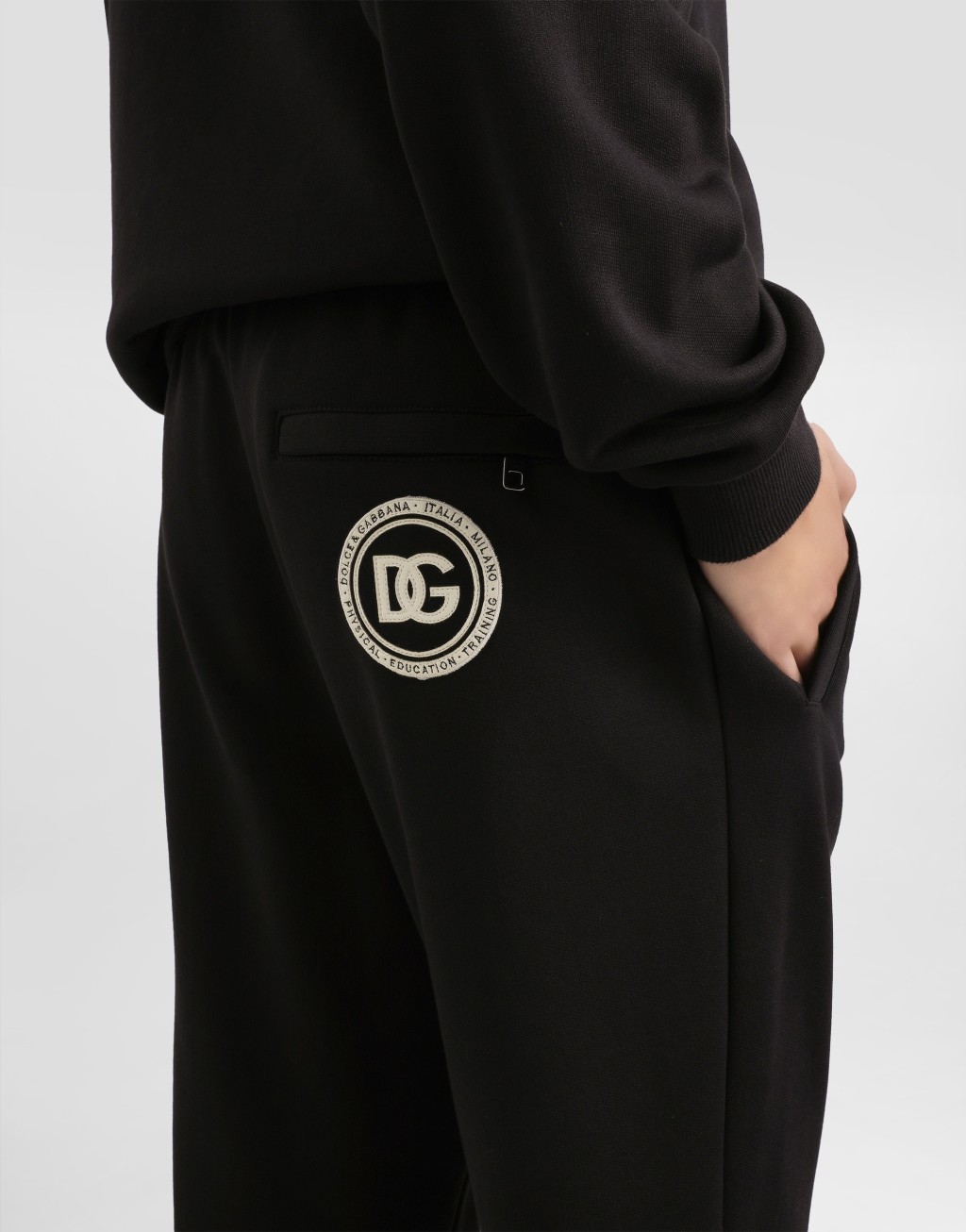 拼饰平纹针织长裤5