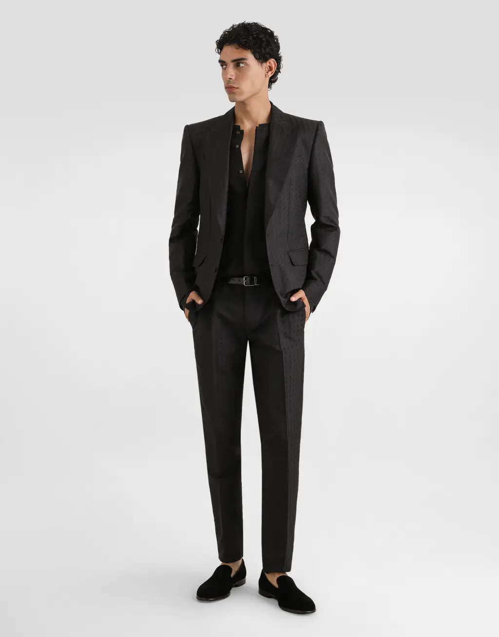 微型图案提花长裤