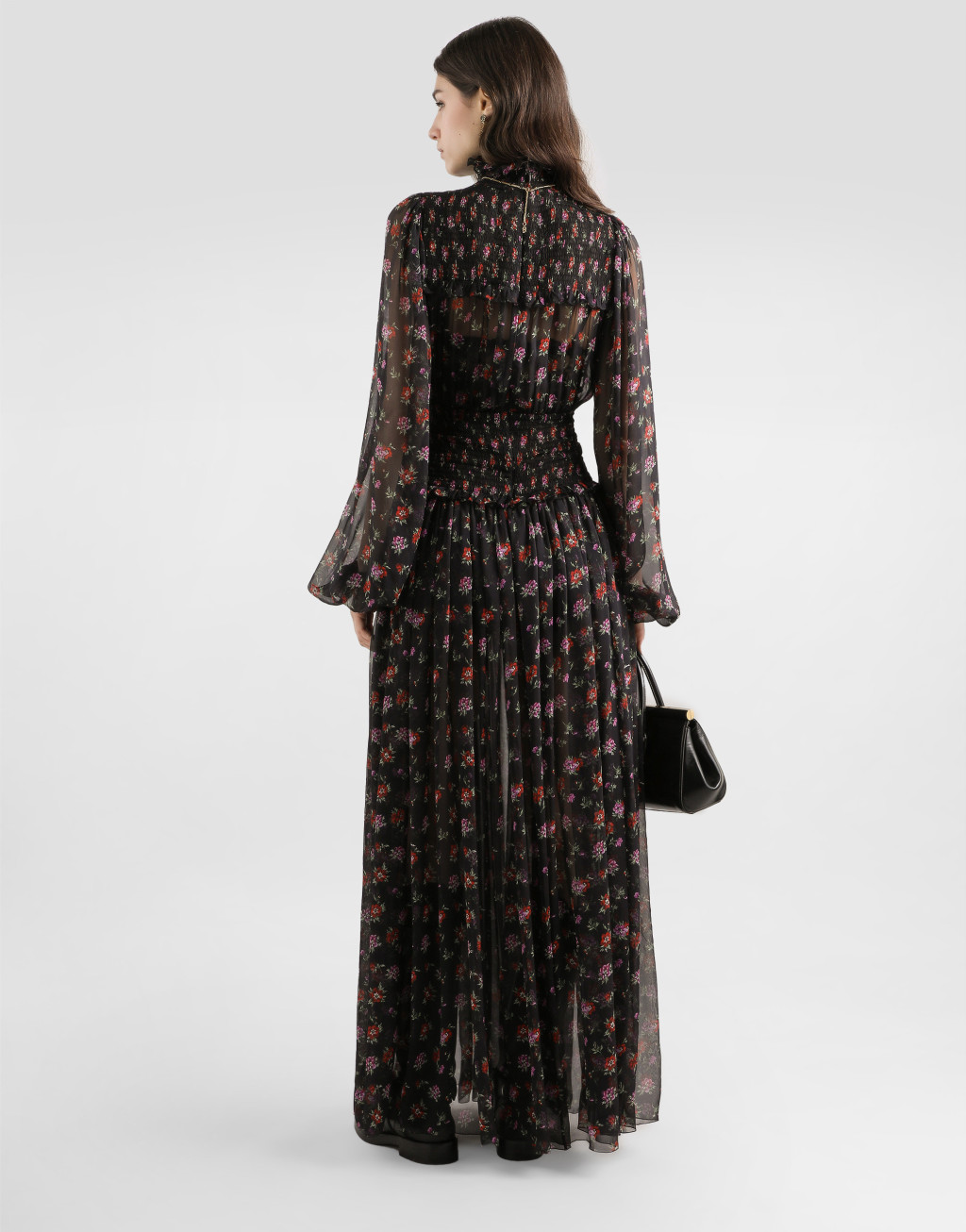 花卉印花雪纺长款连衣裙3