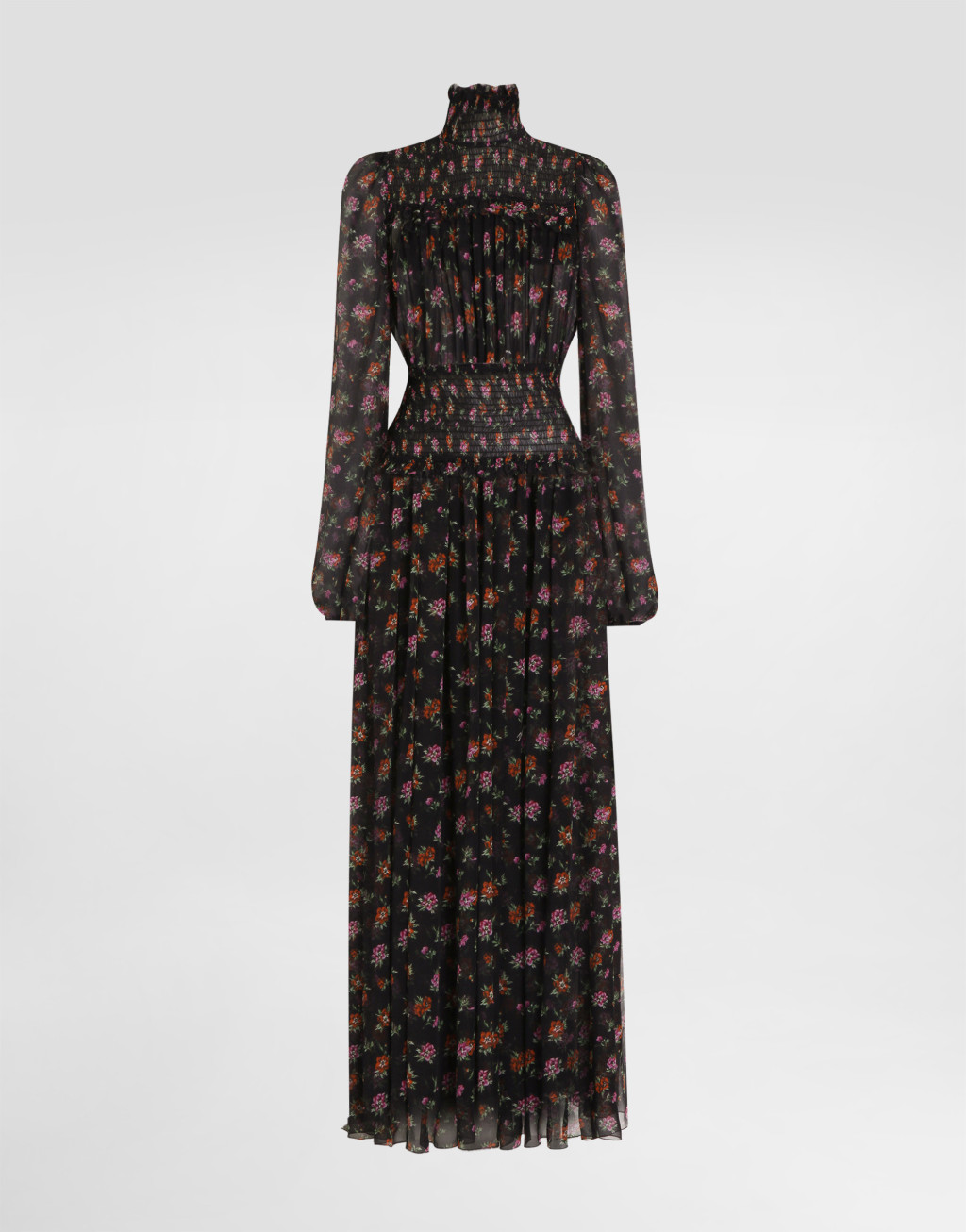 花卉印花雪纺长款连衣裙1