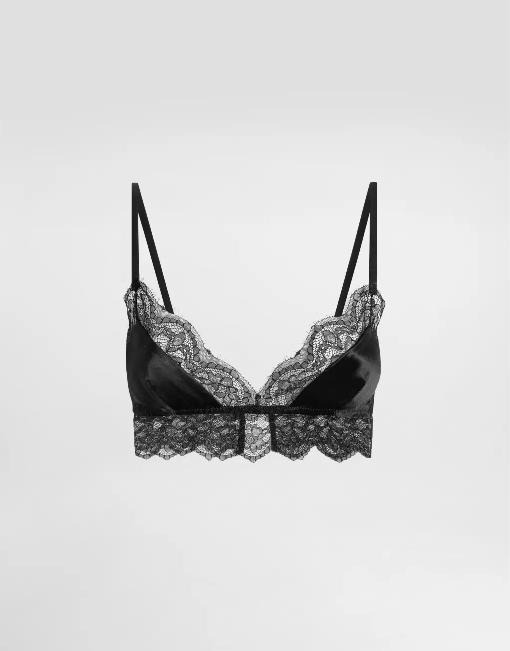 蕾丝装饰缎布软杯文胸