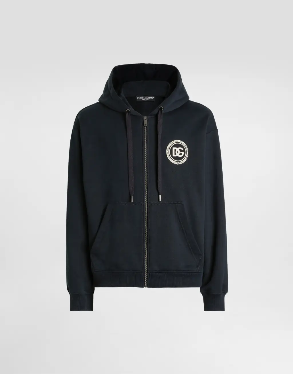 拼饰平纹针织连帽卫衣