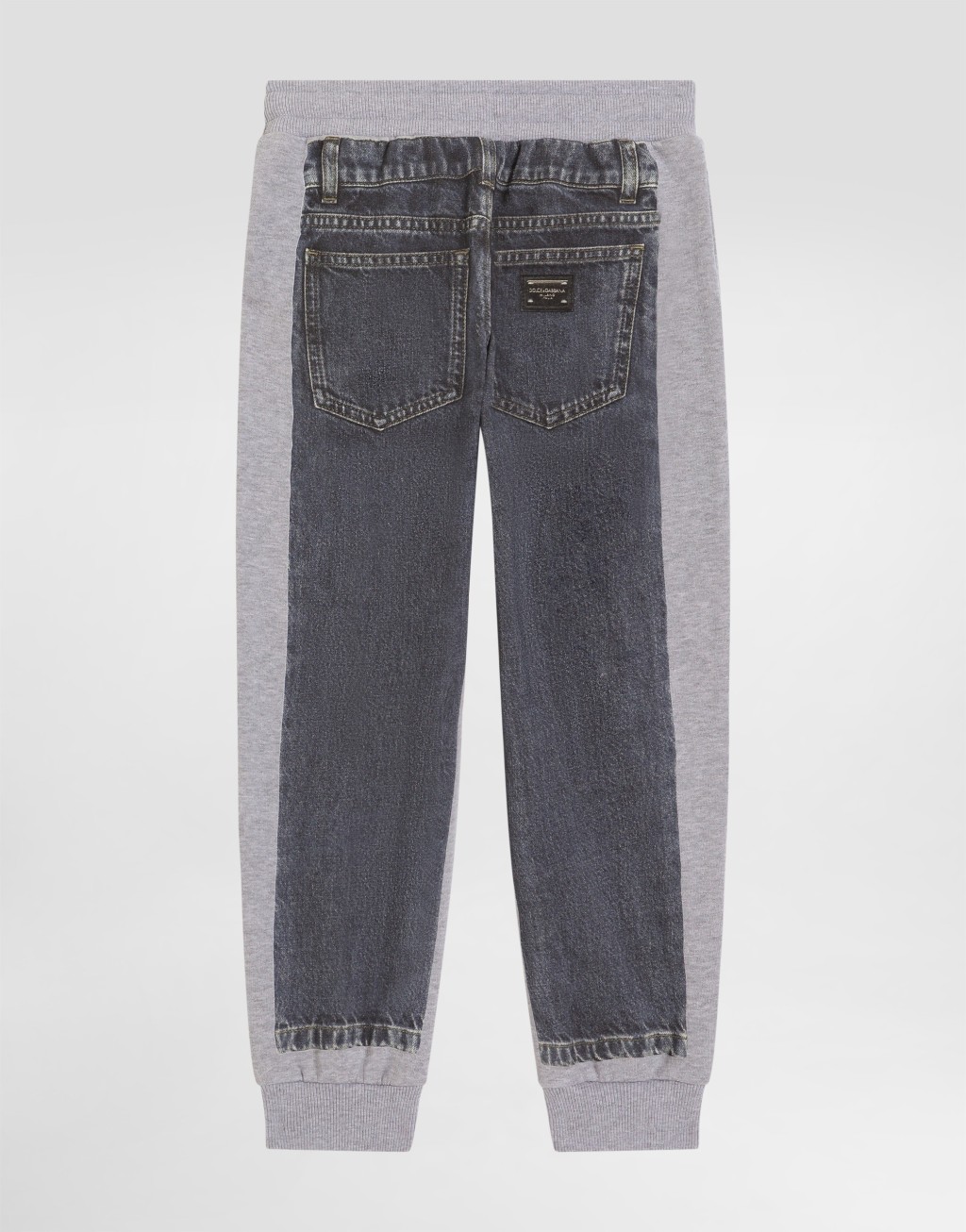 牛仔效果印花抓绒长裤2