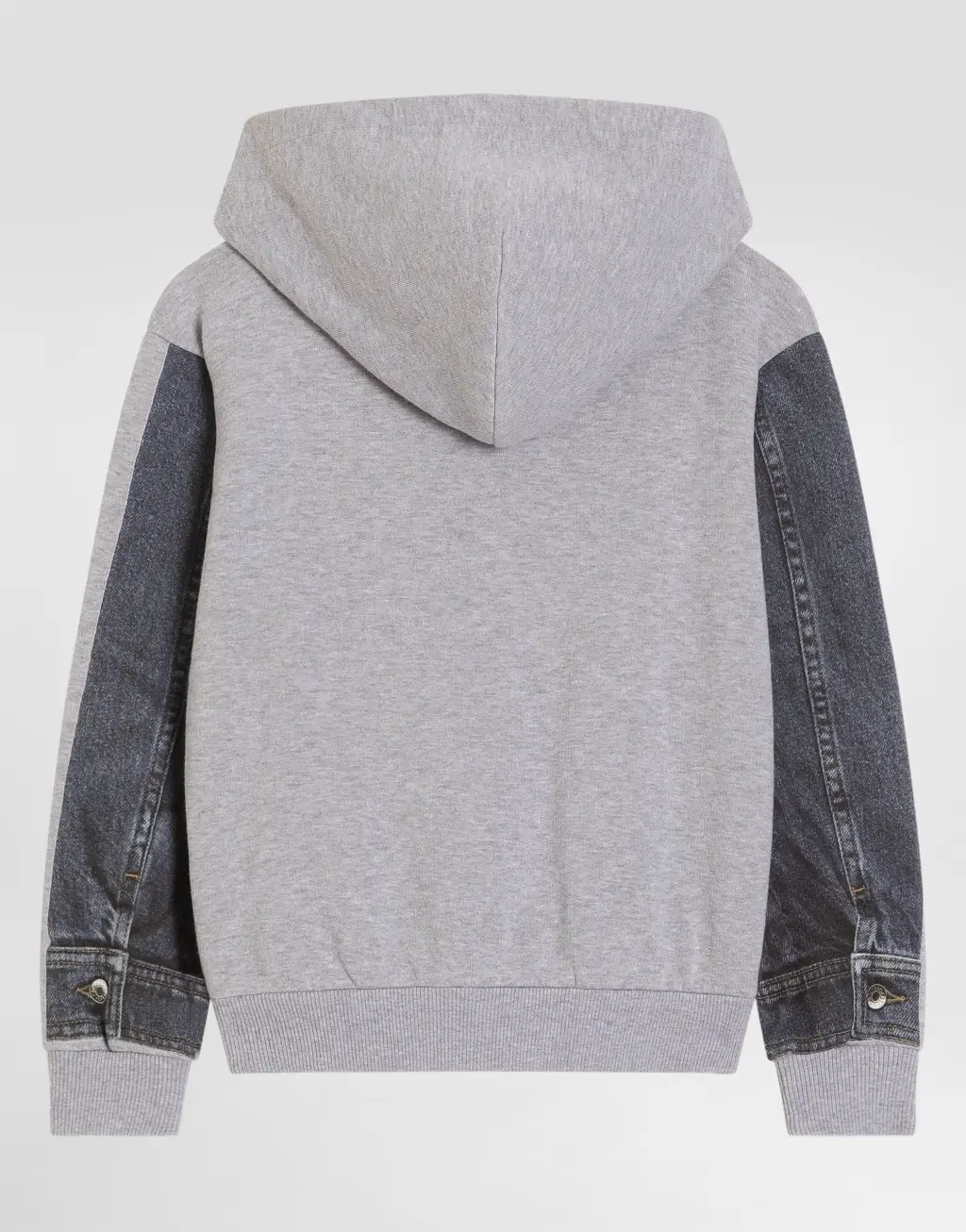 牛仔效果印花连帽卫衣
