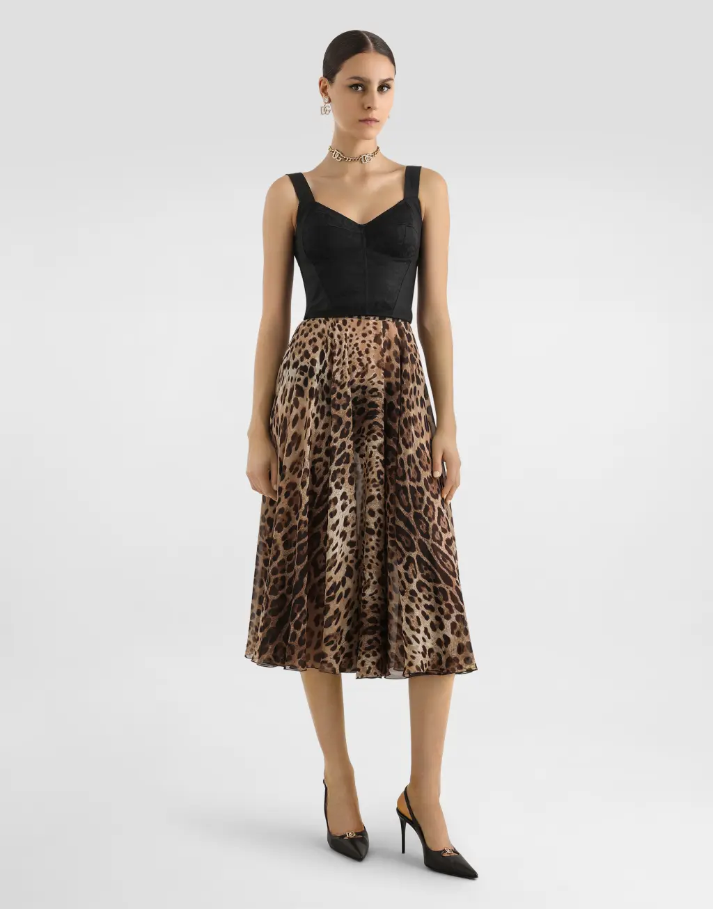 豹纹印花雪纺半裙
