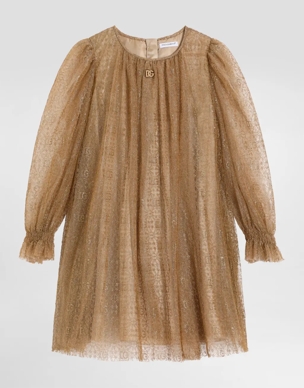 金银线蕾丝连衣裙