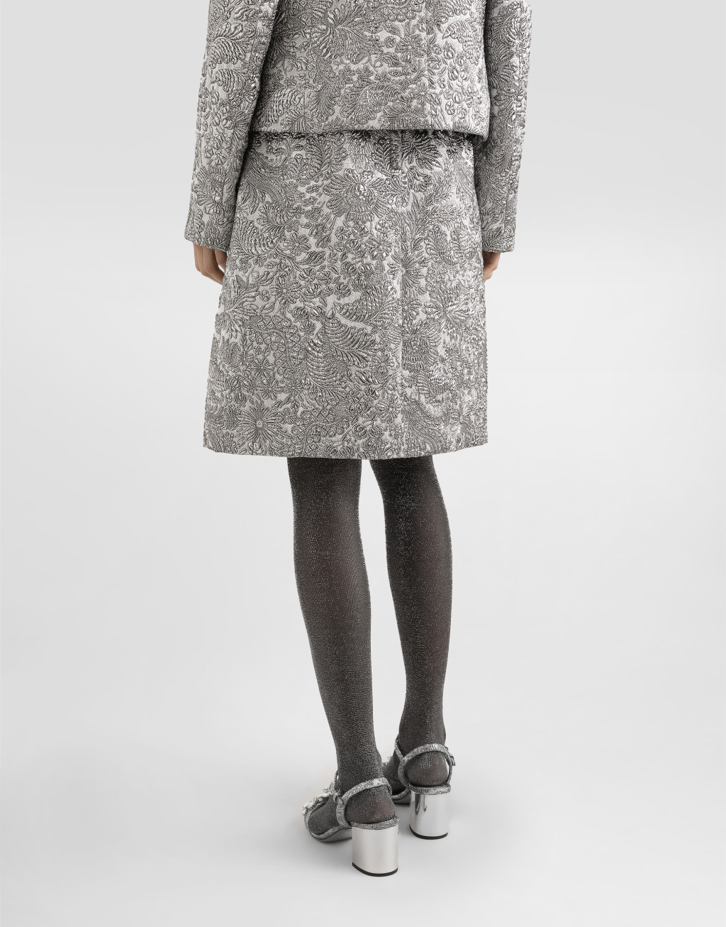 金银线花卉提花迷笛半裙5