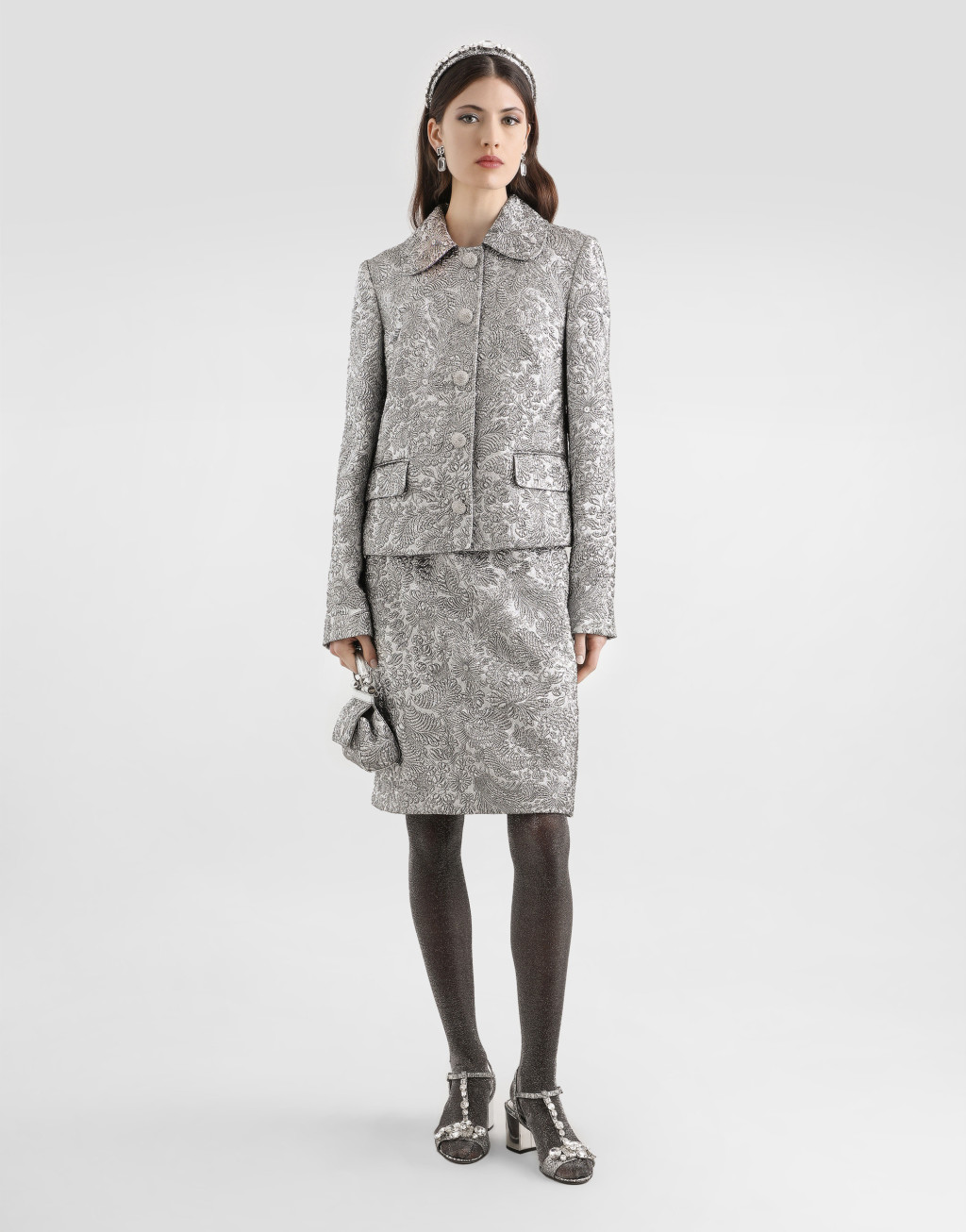 金银线花卉提花迷笛半裙2