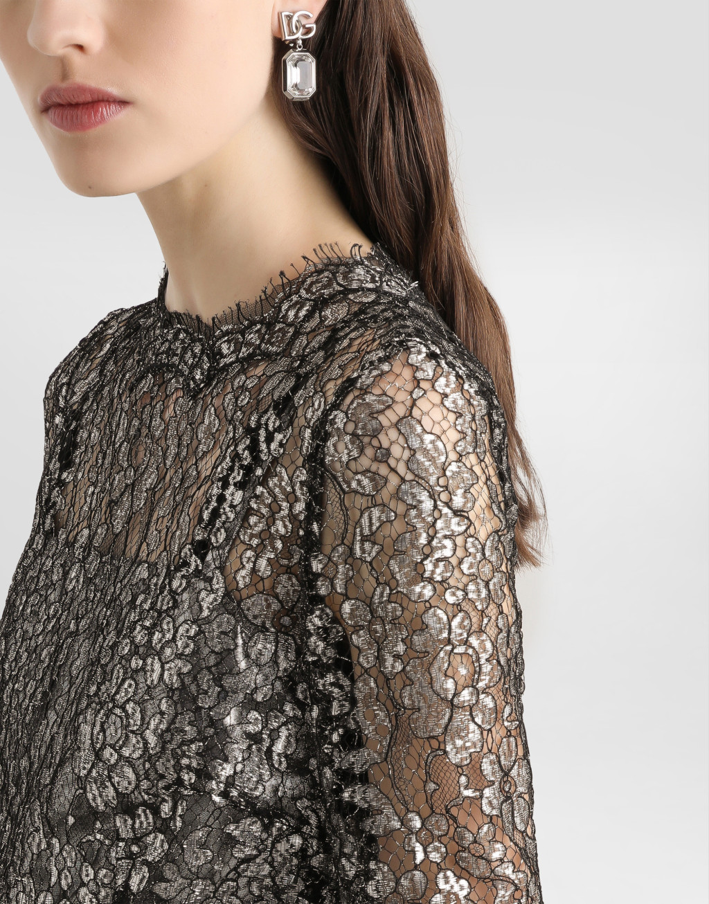 金银线蕾丝连衣裙5