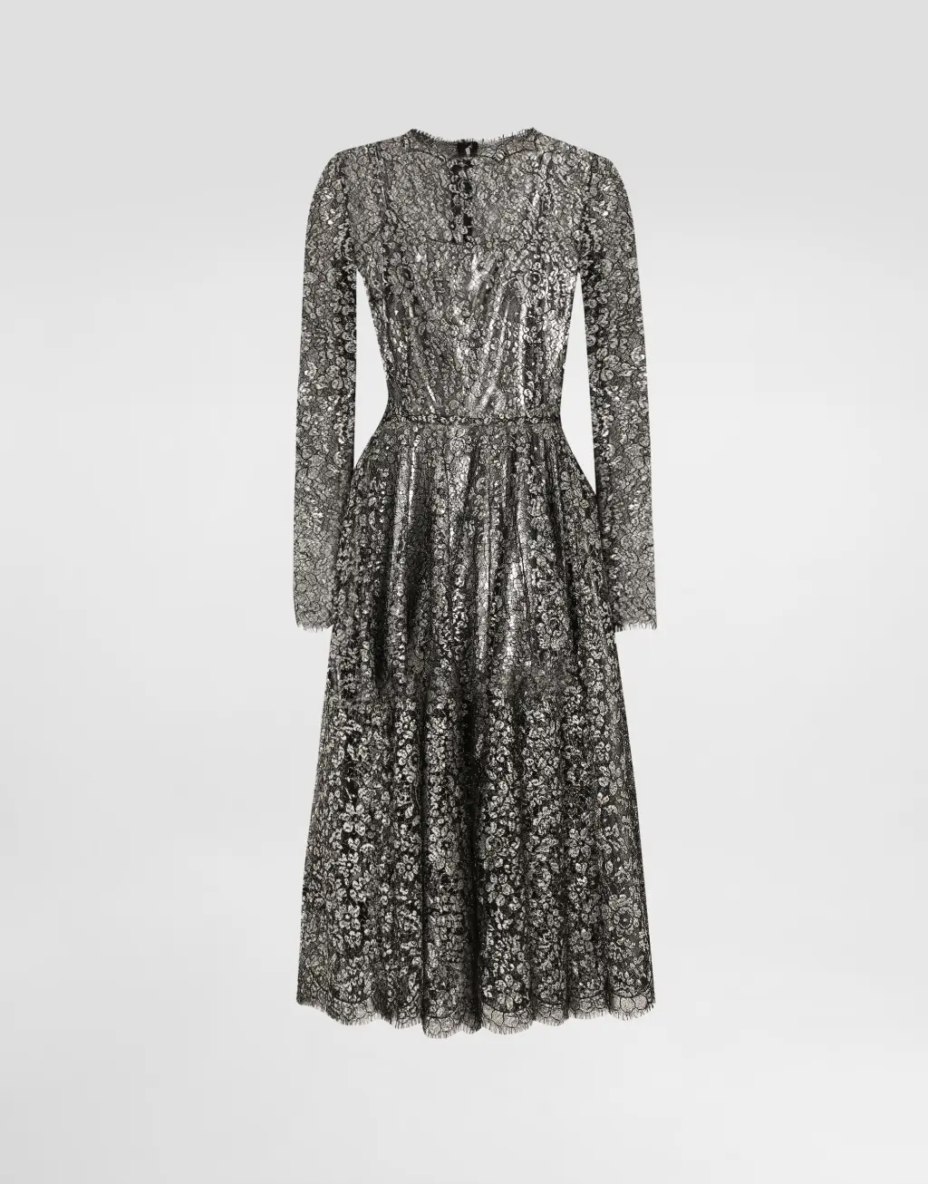 金银线蕾丝连衣裙