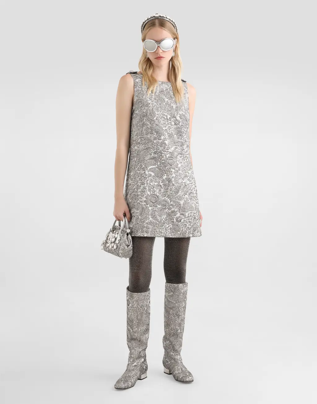 花卉提花连衣裙