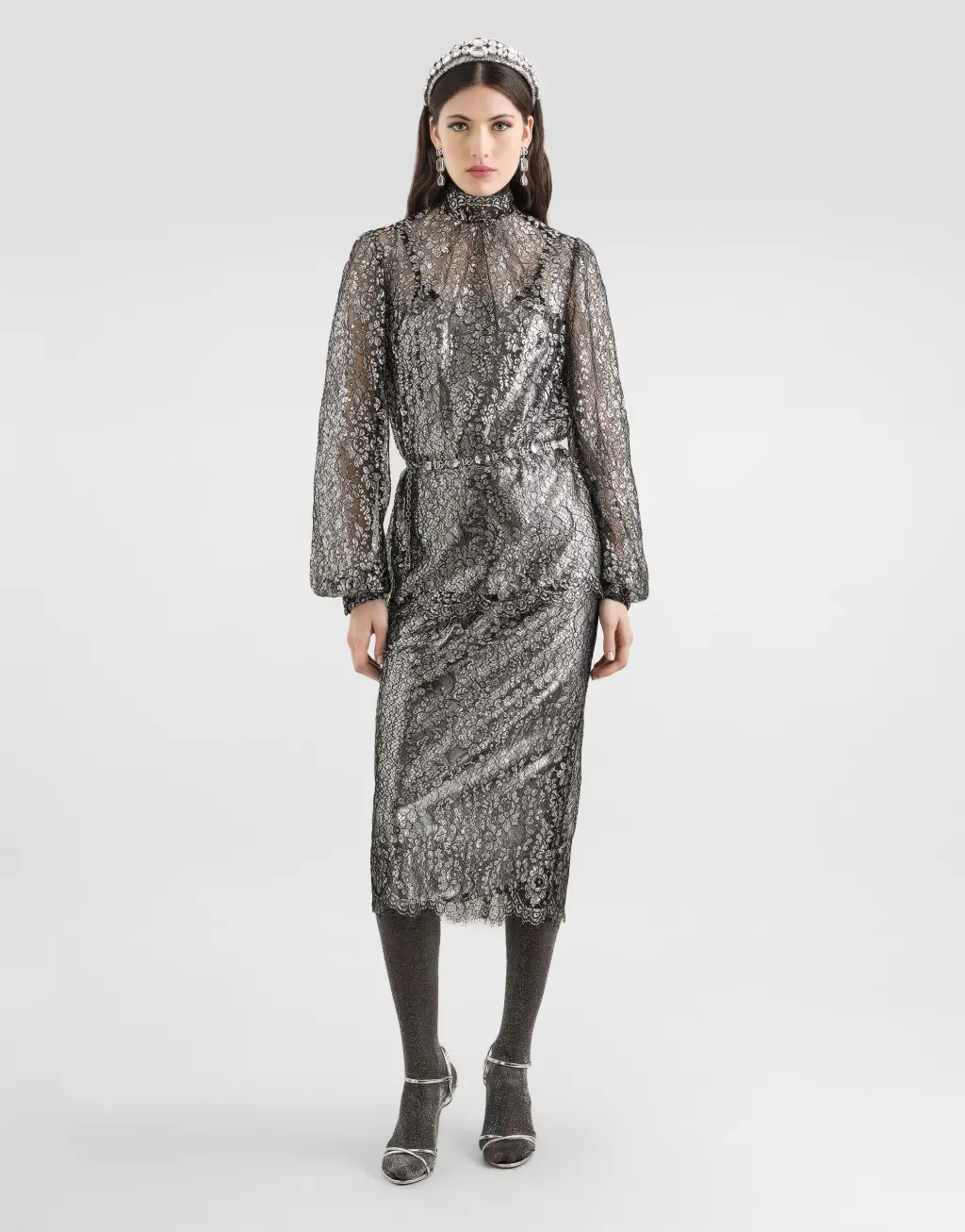 金银线蕾丝上衣