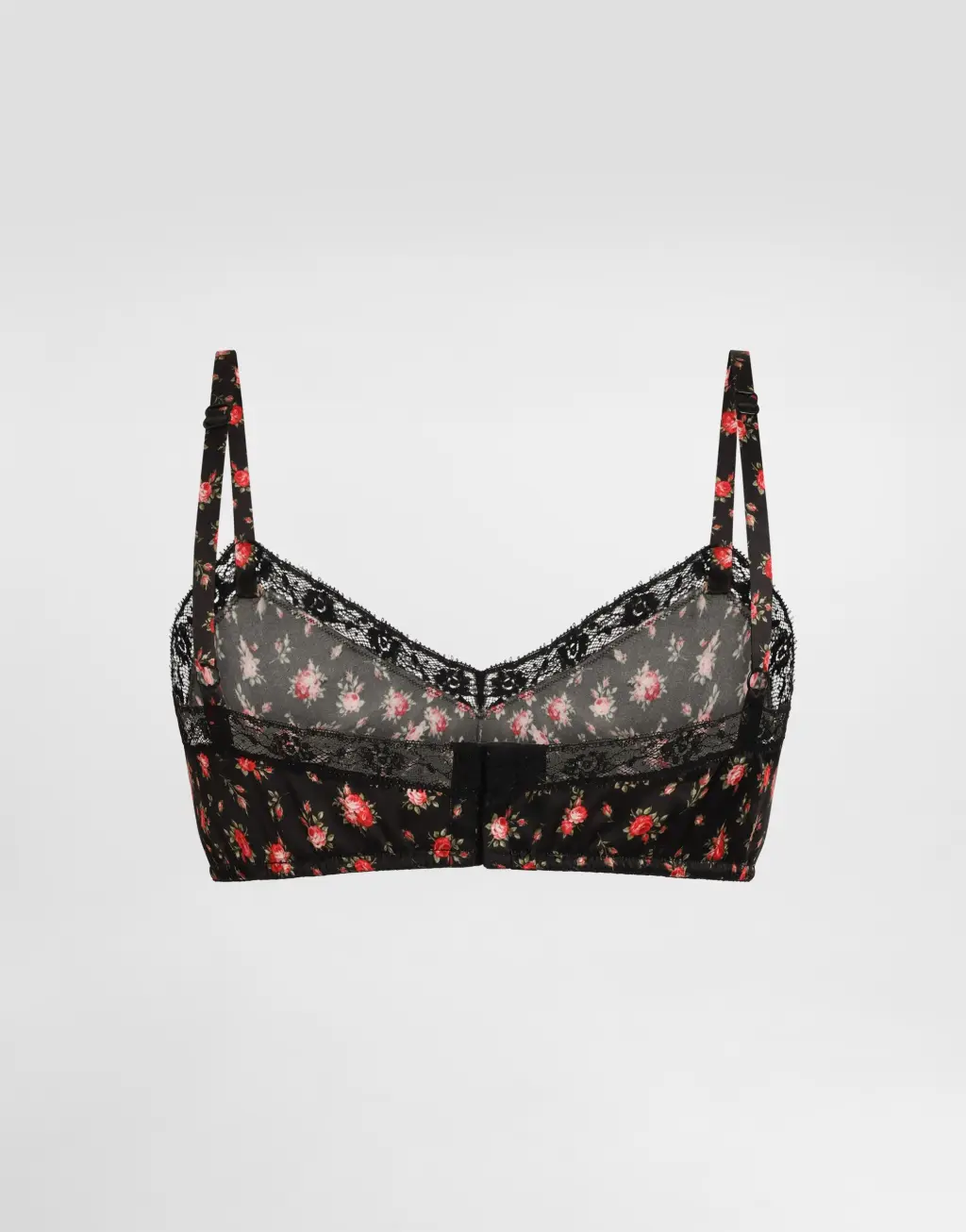 真丝与蔷薇印花蕾丝文胸