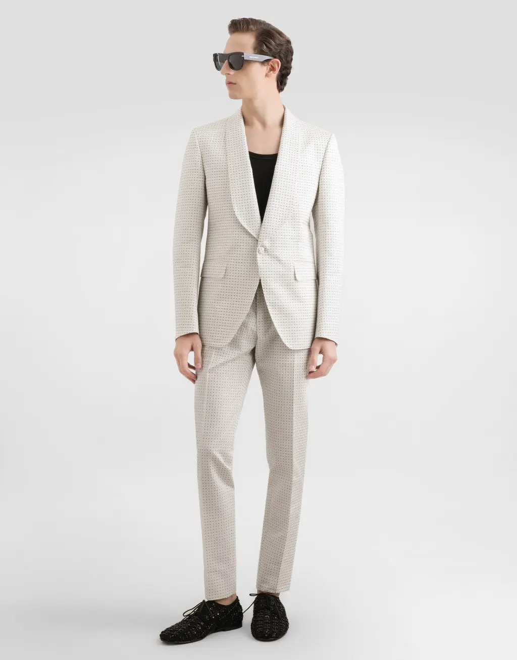 微型图案提花长裤