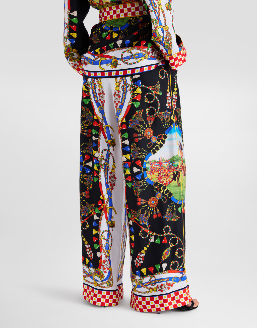 印花真丝斜纹长裤5