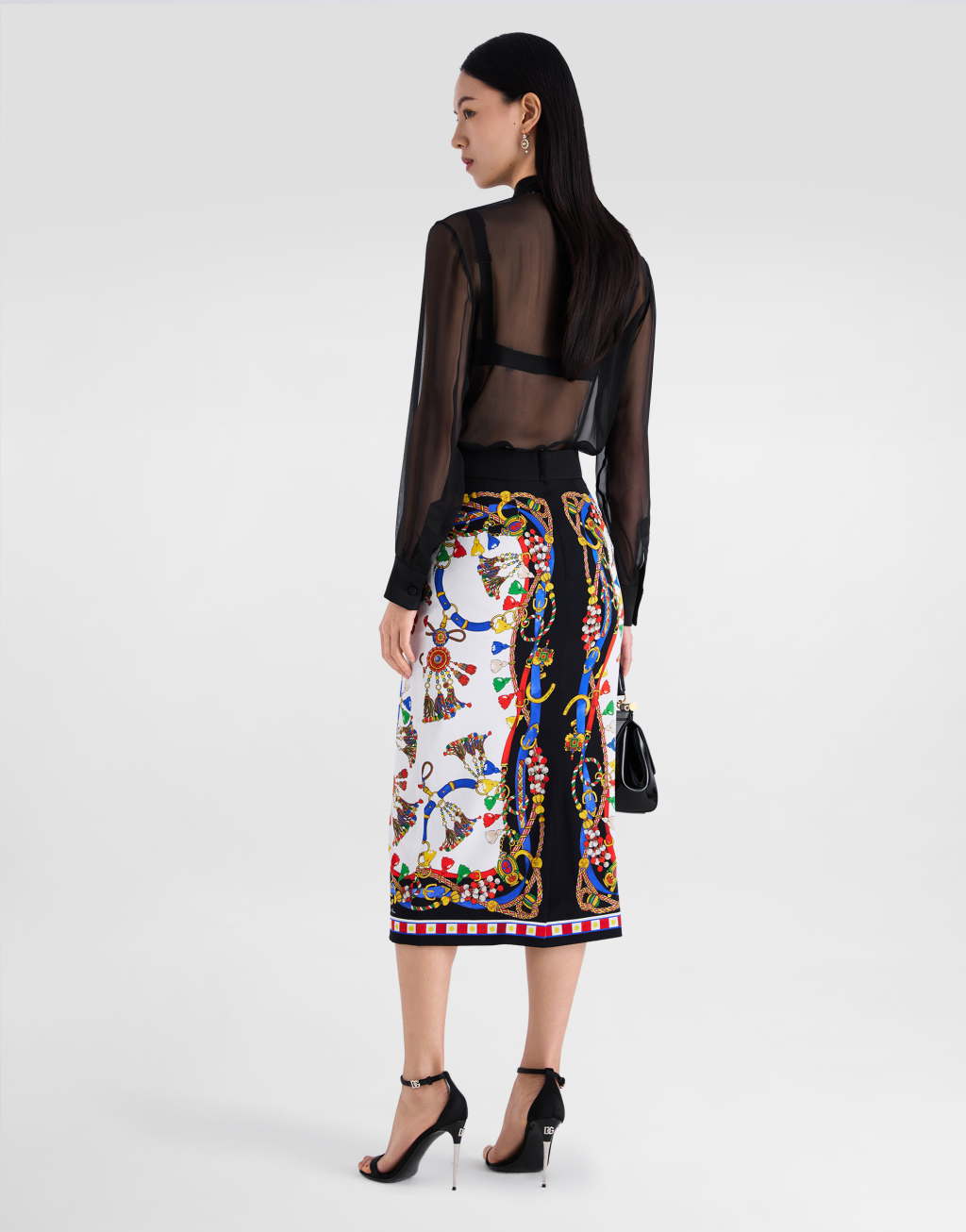 印花真丝缎半裙3