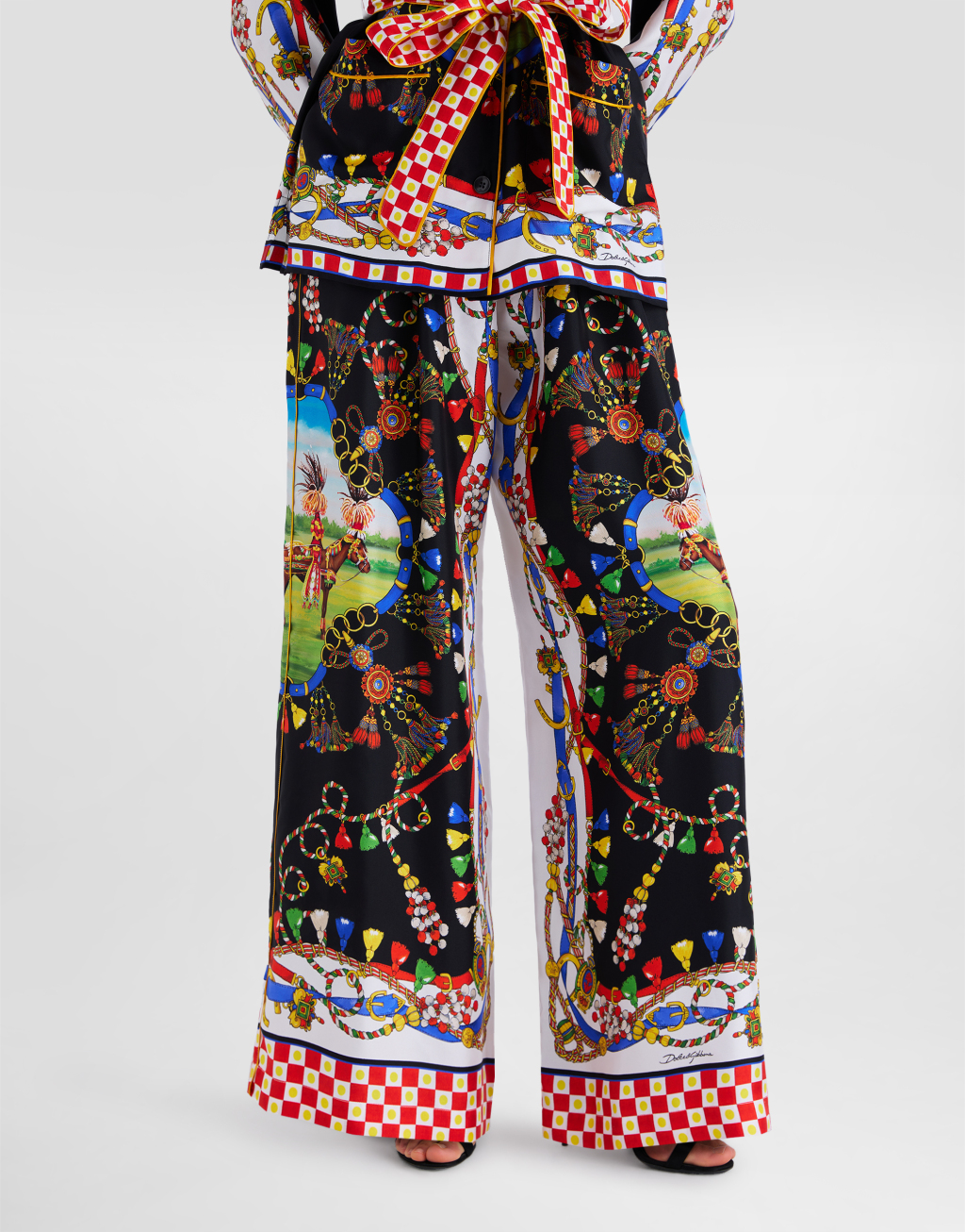 印花真丝斜纹长裤4