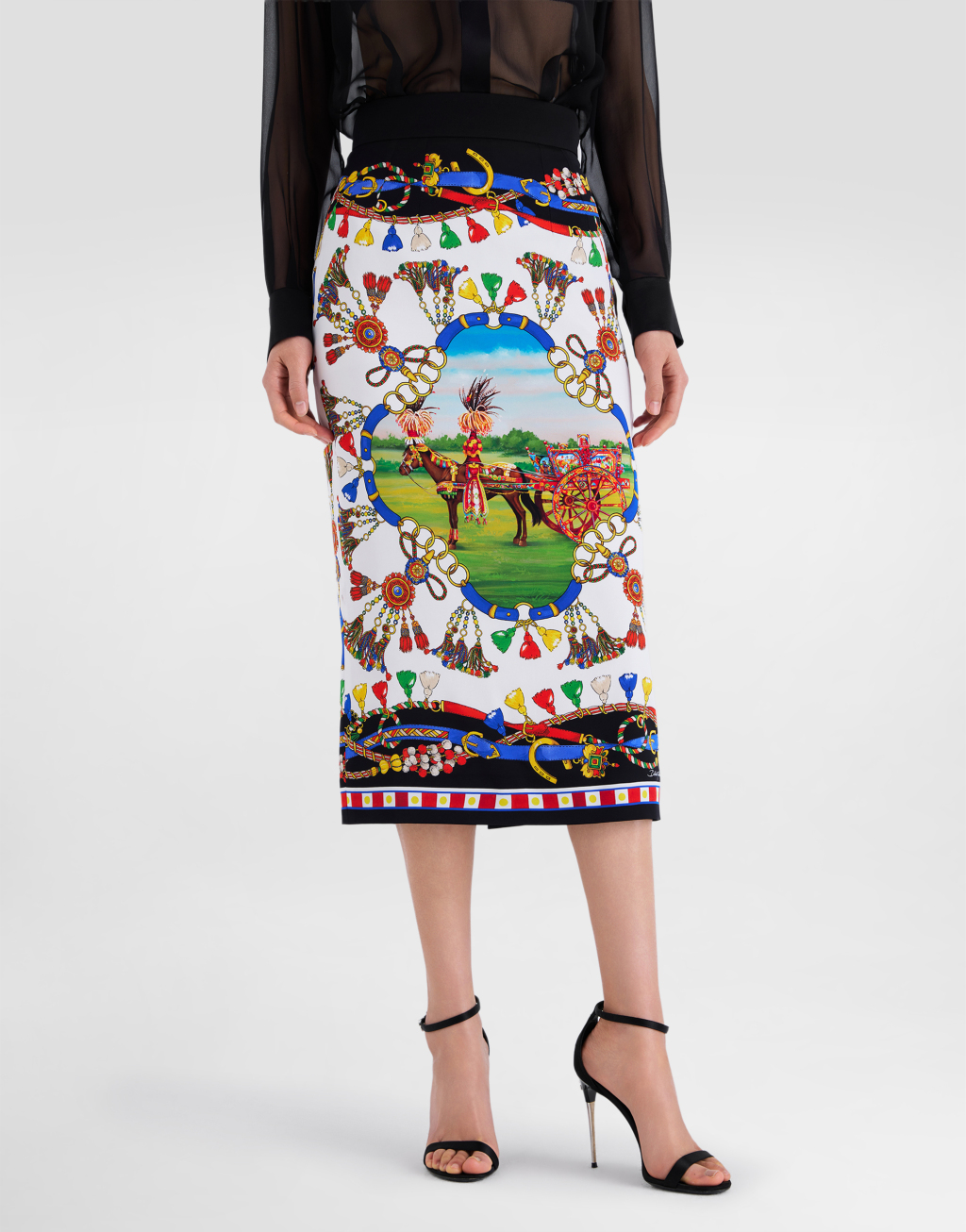 印花真丝缎半裙4