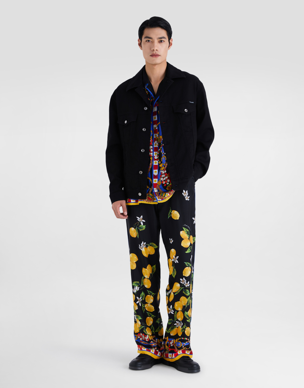 印花真丝斜纹长裤2