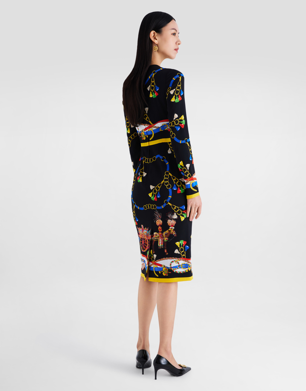 印花真丝缎连衣裙3