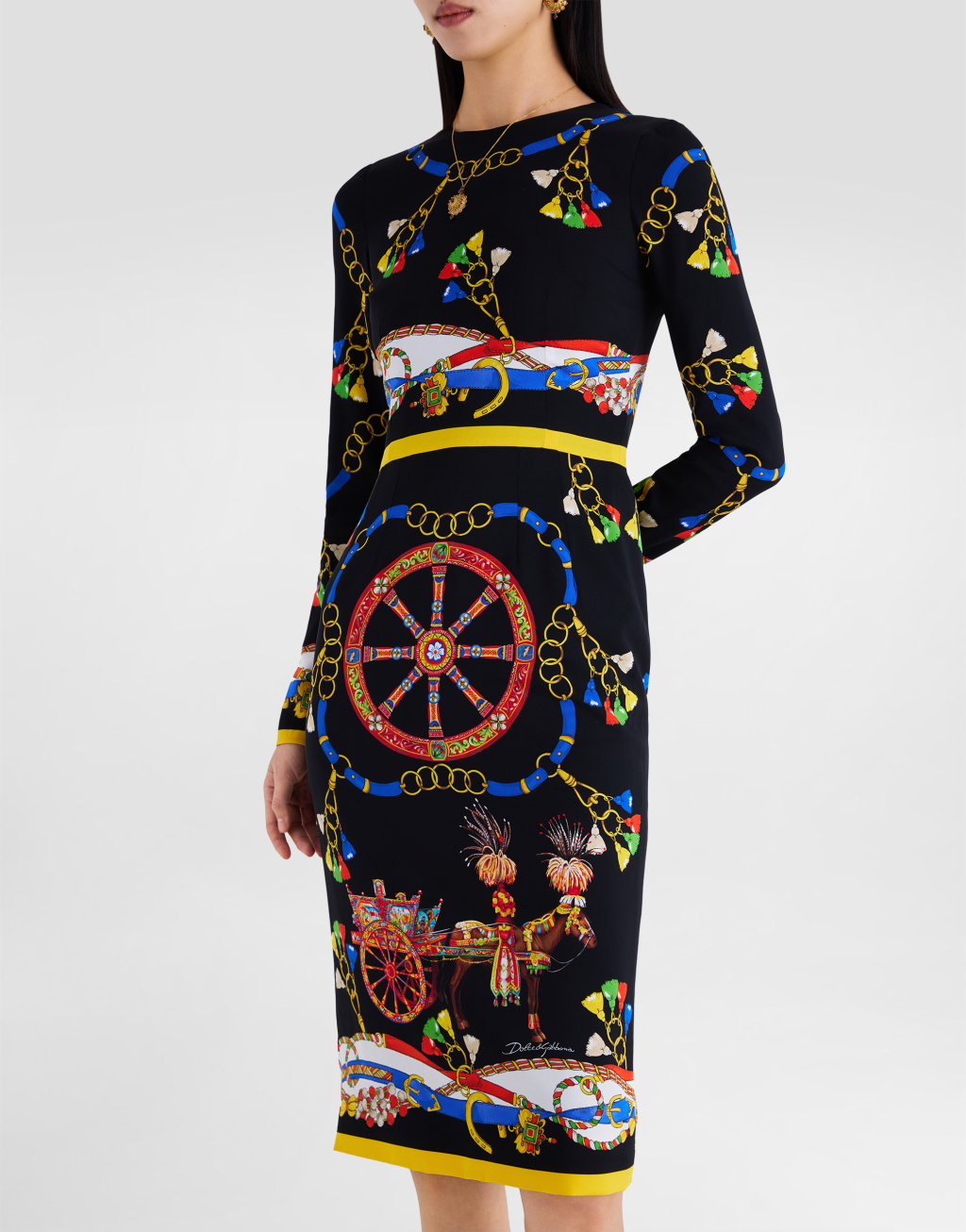 印花真丝缎连衣裙5