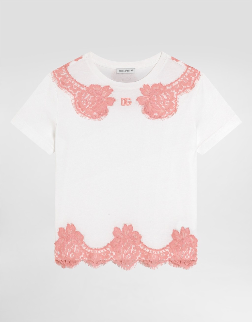 针织T恤 饰以蕾丝与DG刺绣1