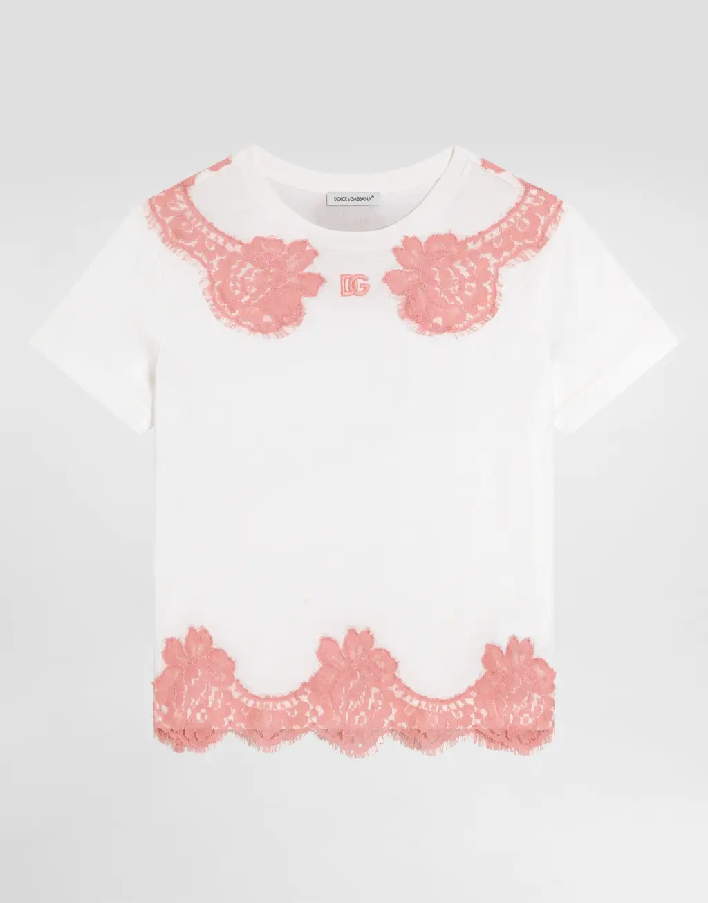 针织T恤 饰以蕾丝与DG刺绣