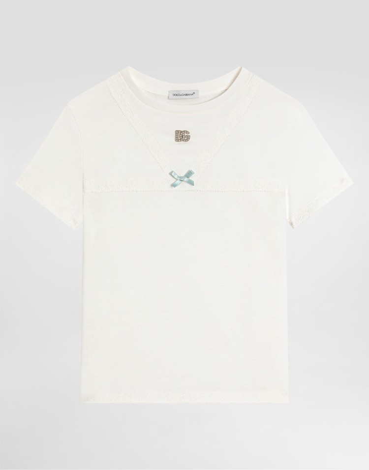 水钻金属DG标识泽西棉T恤