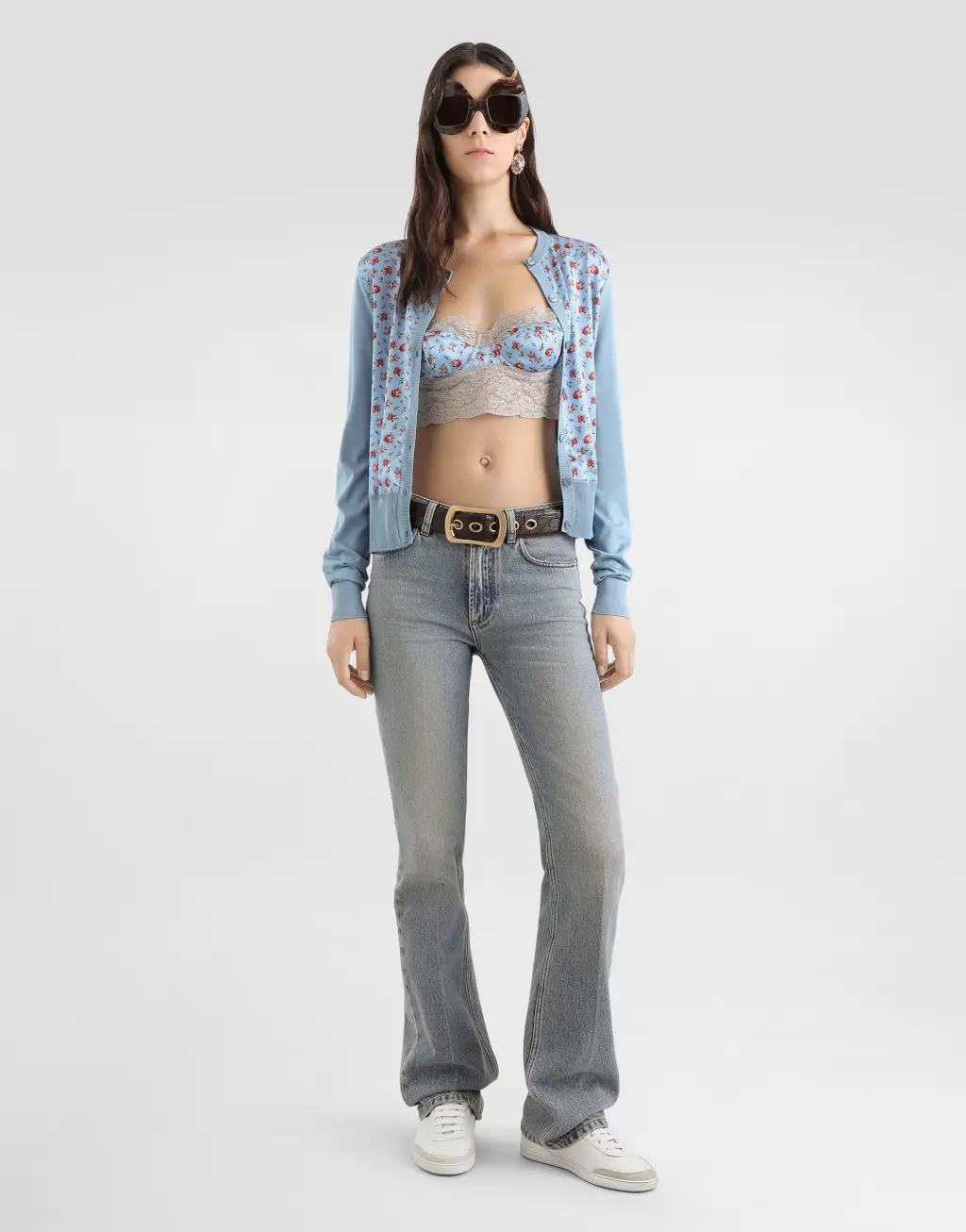 开衫 缎布 小玫瑰印花