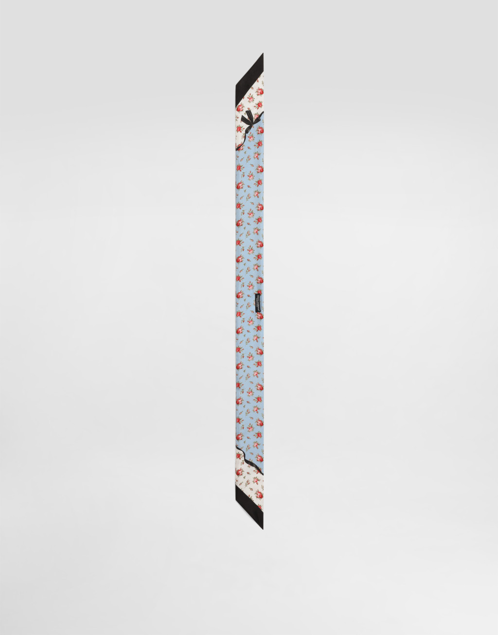 真丝斜纹绸小玫瑰印花细长丝巾 6x1002