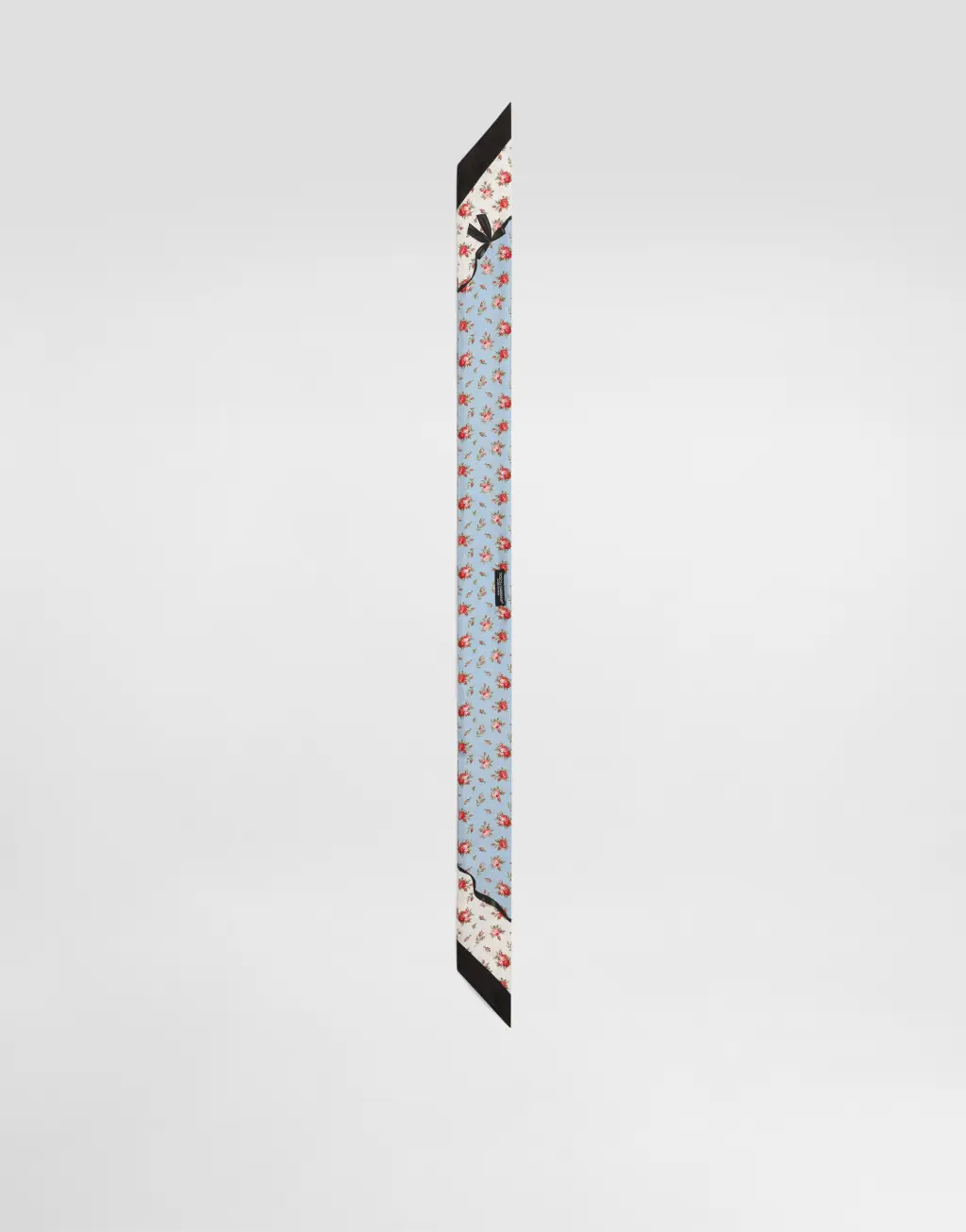 真丝斜纹绸小玫瑰印花细长丝巾 6x100