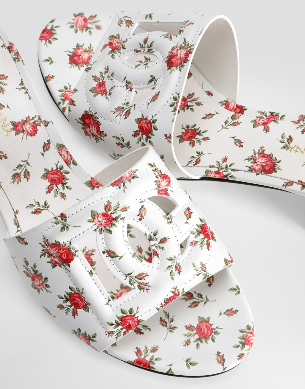 小牛皮穆勒鞋 玫瑰小花印花4