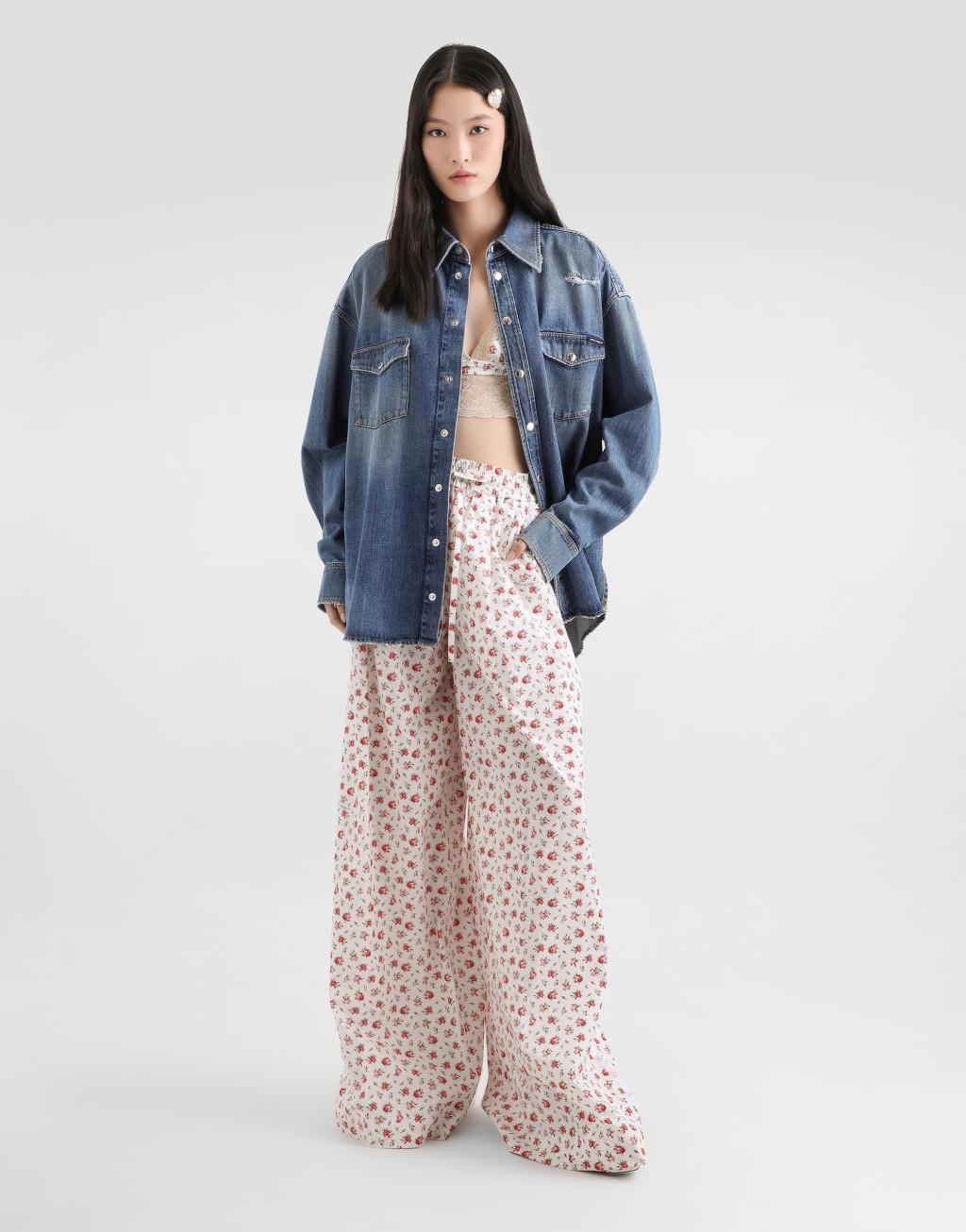 小玫瑰印花府绸长裤2