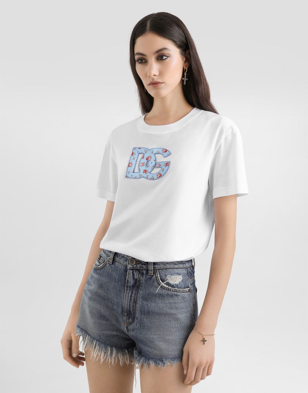 针织棉T恤 饰以DG印花贴布4