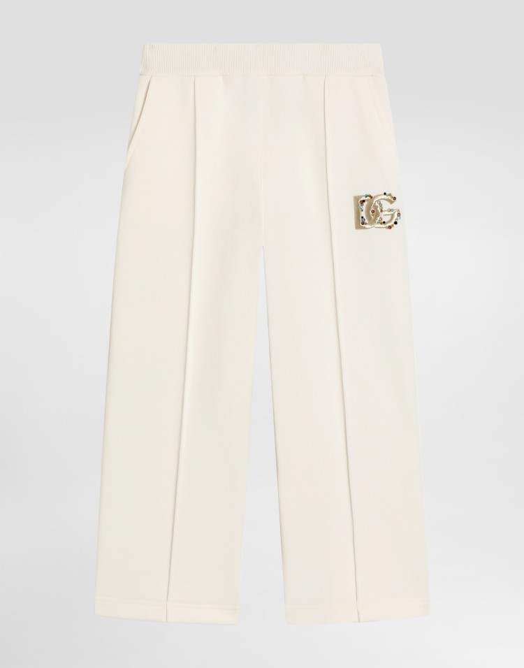 DG刺绣与水钻棉质绒布长裤