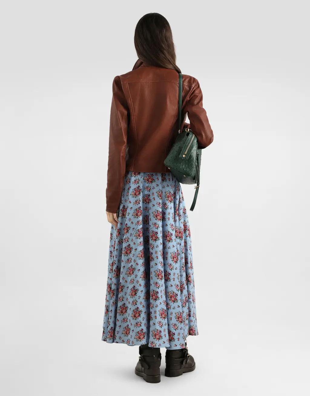 圆摆半身裙 小花束印花