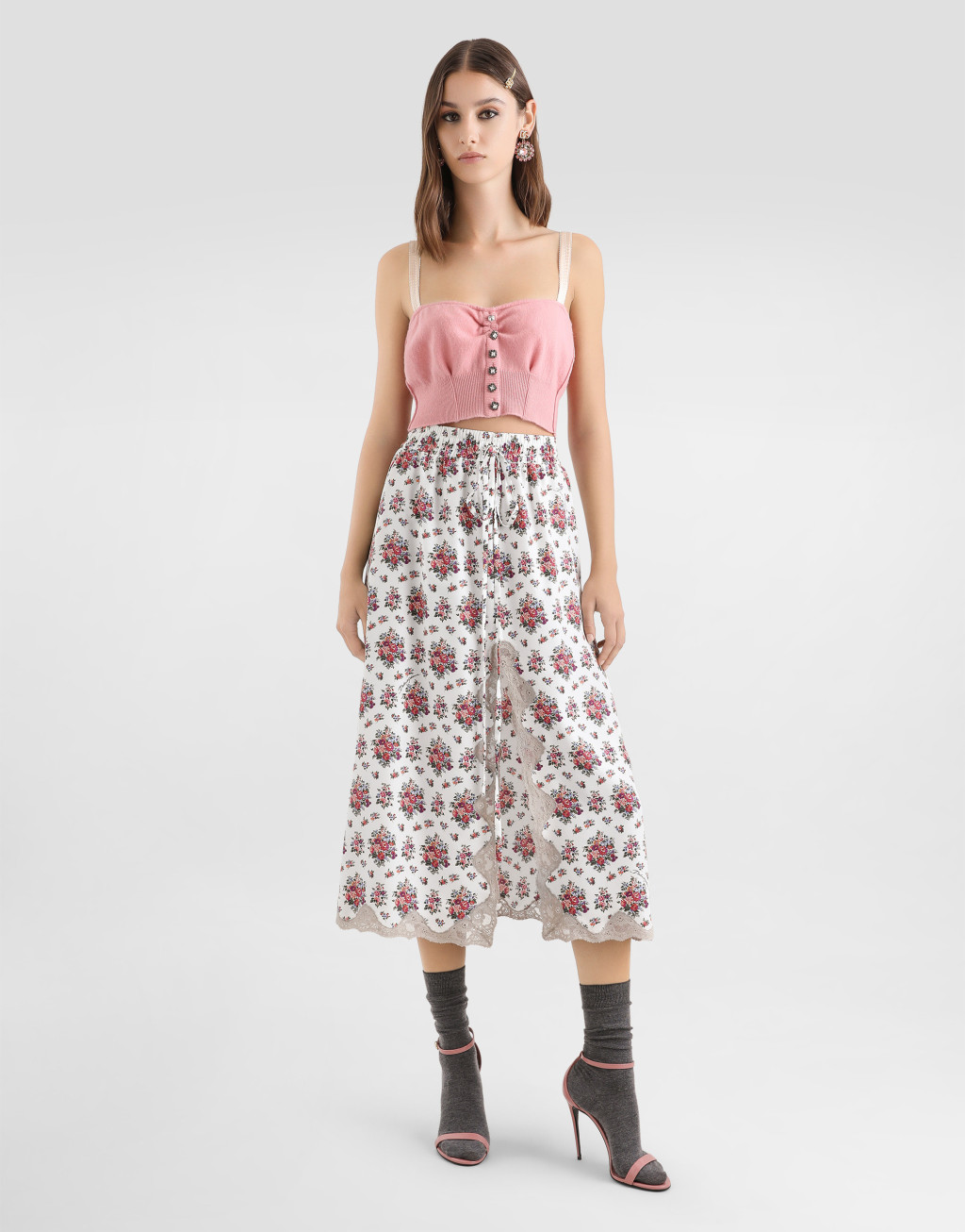 Midi半身裙 小花束印花2