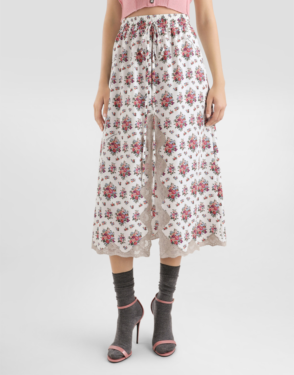 Midi半身裙 小花束印花4