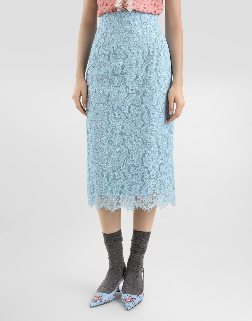 中长半身裙 绳绣蕾丝4